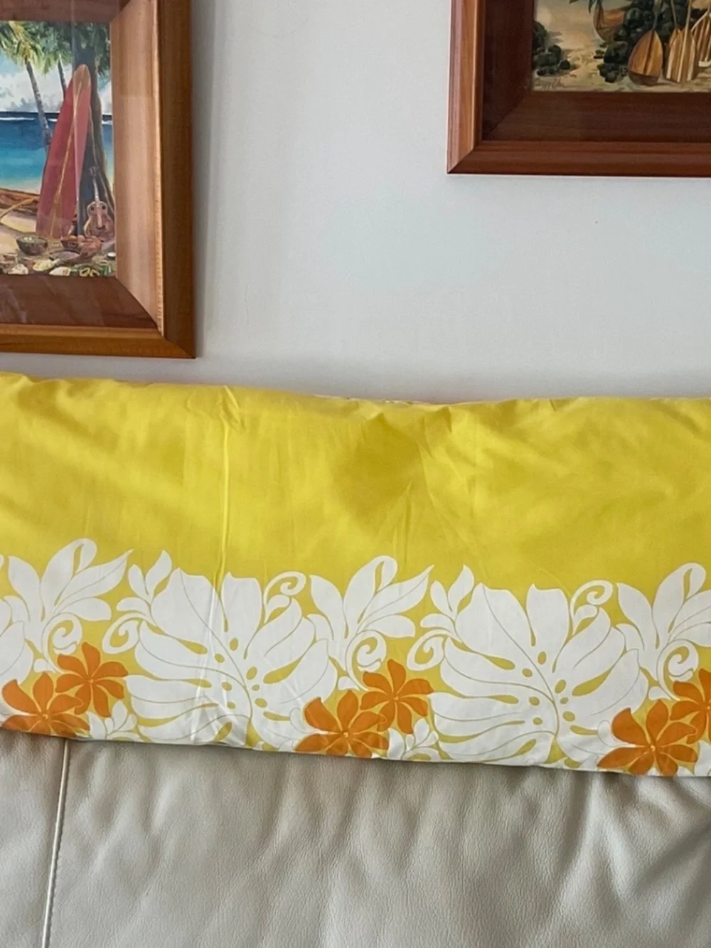 Lovely Yellow Hawaiian Print Pillow - 4 Ft Long